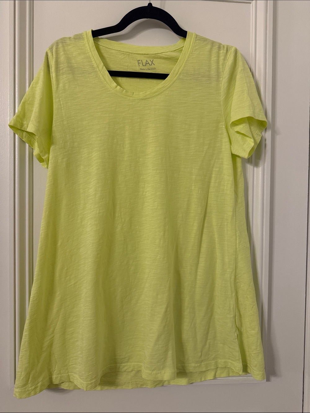 NWOT FLAX Linen Cotton Slub Tee Lime Green Small (275)